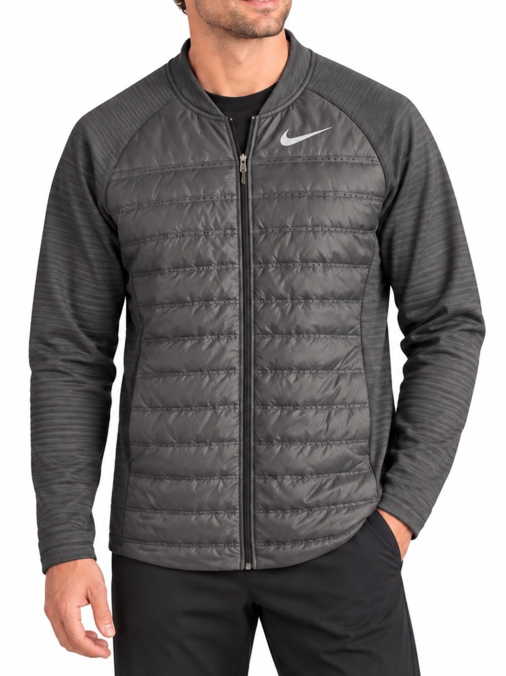 Nike Golf Aeroloft Jacket Gray Full Zip Quilted Lightweight Men’s Medium